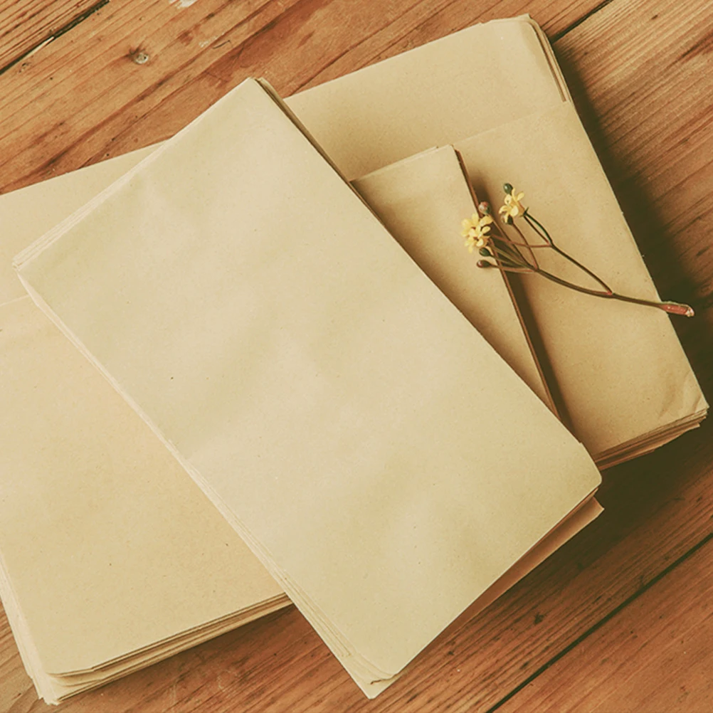 

100Pcs Yellow Kraft Paper Envelopes 17.5cm Vintage Style Blank Retro Classic Storage for Postcards Letters Gifts Wedding Baby