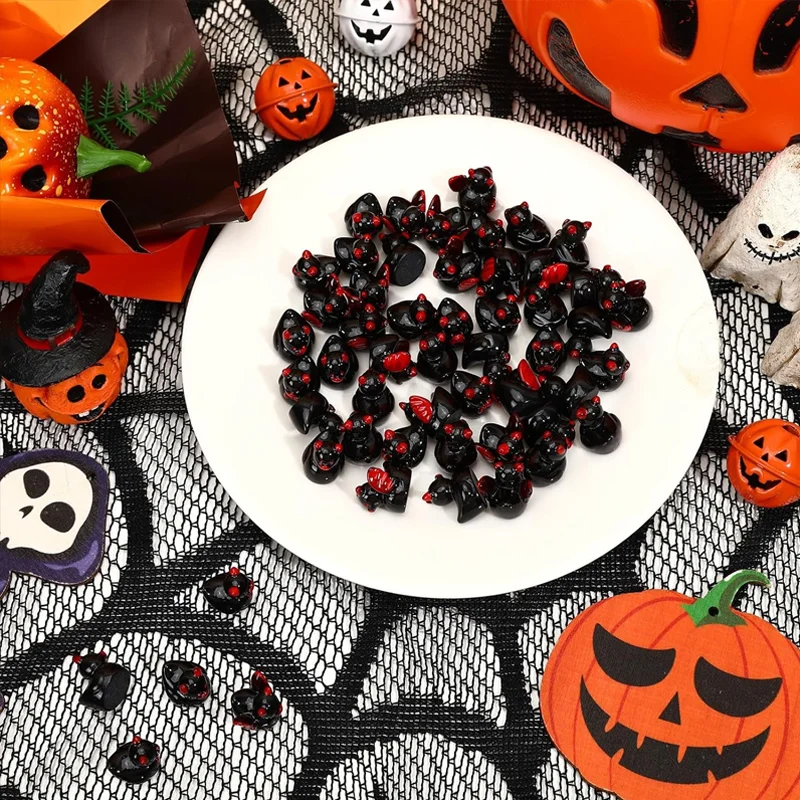Mini Resin Halloween Black Ducks, Tiny Devil Duck Figurines