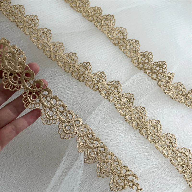 Venice bronze-gold scallop Lace trim Hollow out wave lace for Craft sewing Doll\'s dress Costume Supply DIY Sewing Choker