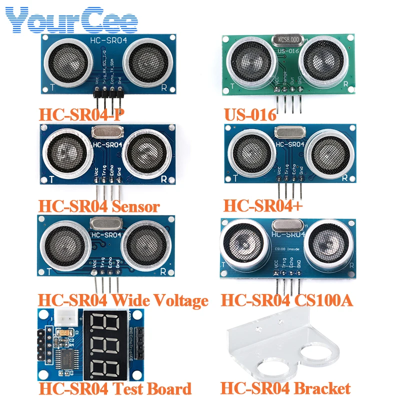 2pcs/1pc HC-SR04 Distance Ranging Sensor Module Ultrasonic Wave Detector CS100A HCSR04 HC SR04 Test Board Bracket for Arduino