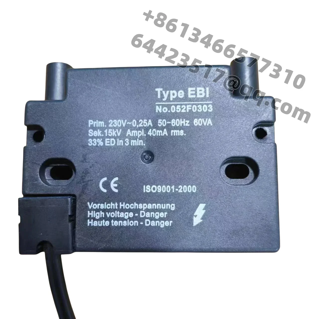 Transformador de ignición, 2 polos para Quemador de aceite o 1 polo para quemador de Gas, 230V-15kV, tipo EBI