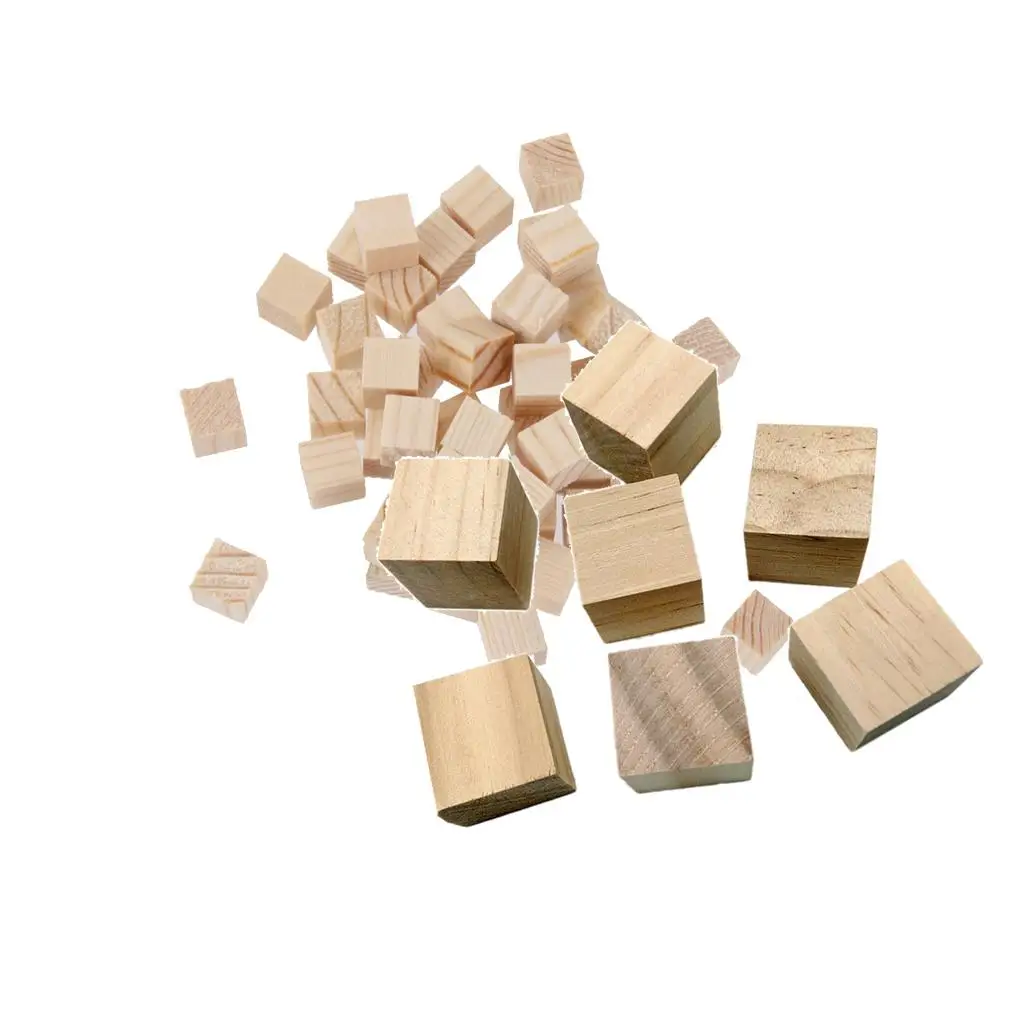 70 Pieces Unfinished Wooden Block Cubes Embellishment Hobby Toys 0mm