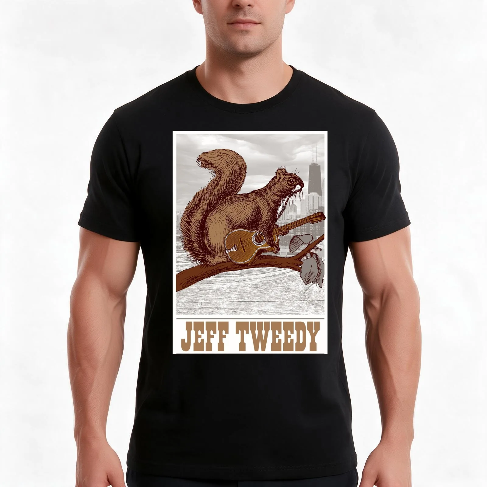 Jeff Tweedy T-Shirt, Summer Casual Cotton Tee, Oversized Streetwear Tops, Vintage Graphic Print, Loose Fit Short Sleeve