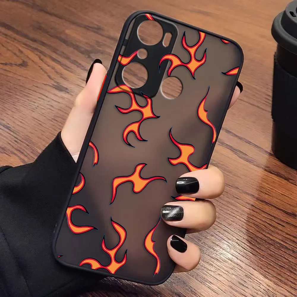 Matte Case for infinix HOT 20I 12 12I 11 11S 10 10I 10S PLAY 9 8 Pro POVA 3 CAMON 15 17P Case Funda Matte Flames Pink Fire Print