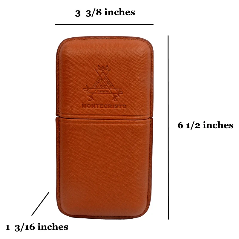 Leather Cigar Case  3 Tubes Cigar Holder Brown Travel Humdor Fits 54R Cigars  Exellent Tobacco Box Smoking Accessory for Men