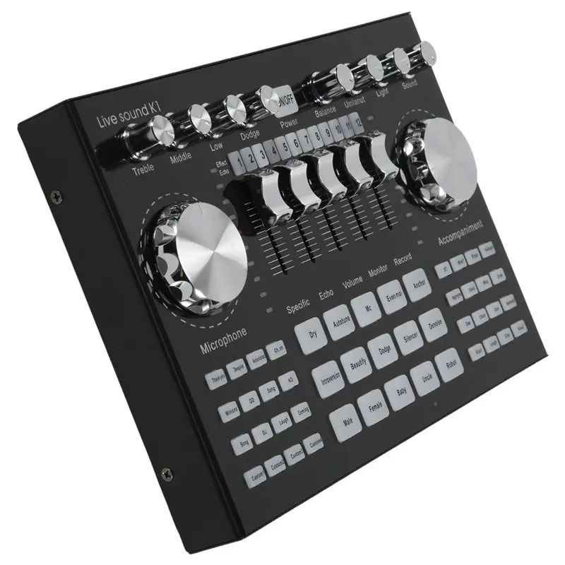 QWE-K1 Live Sound Card Portable Bluetooth Sound Card Profession Adjustable Volume Audio For Music Recording