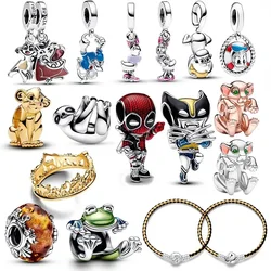 S925 srebro Miniso Disney król lew Simba koraliki Charms Fit oryginalna bransoletka Pandora kobiety DIY wisiorek tworzenia biżuterii