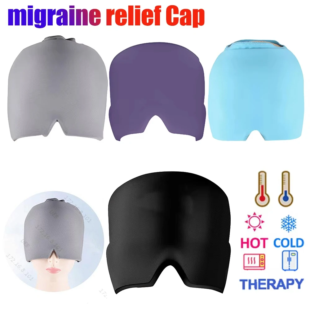 Gel Ice Headache Migraine Relief Hat Cold Compress Therapy Cap Ice Head Wrap Pack Eye Mask For Pressure Relieve Pain Ice Hat