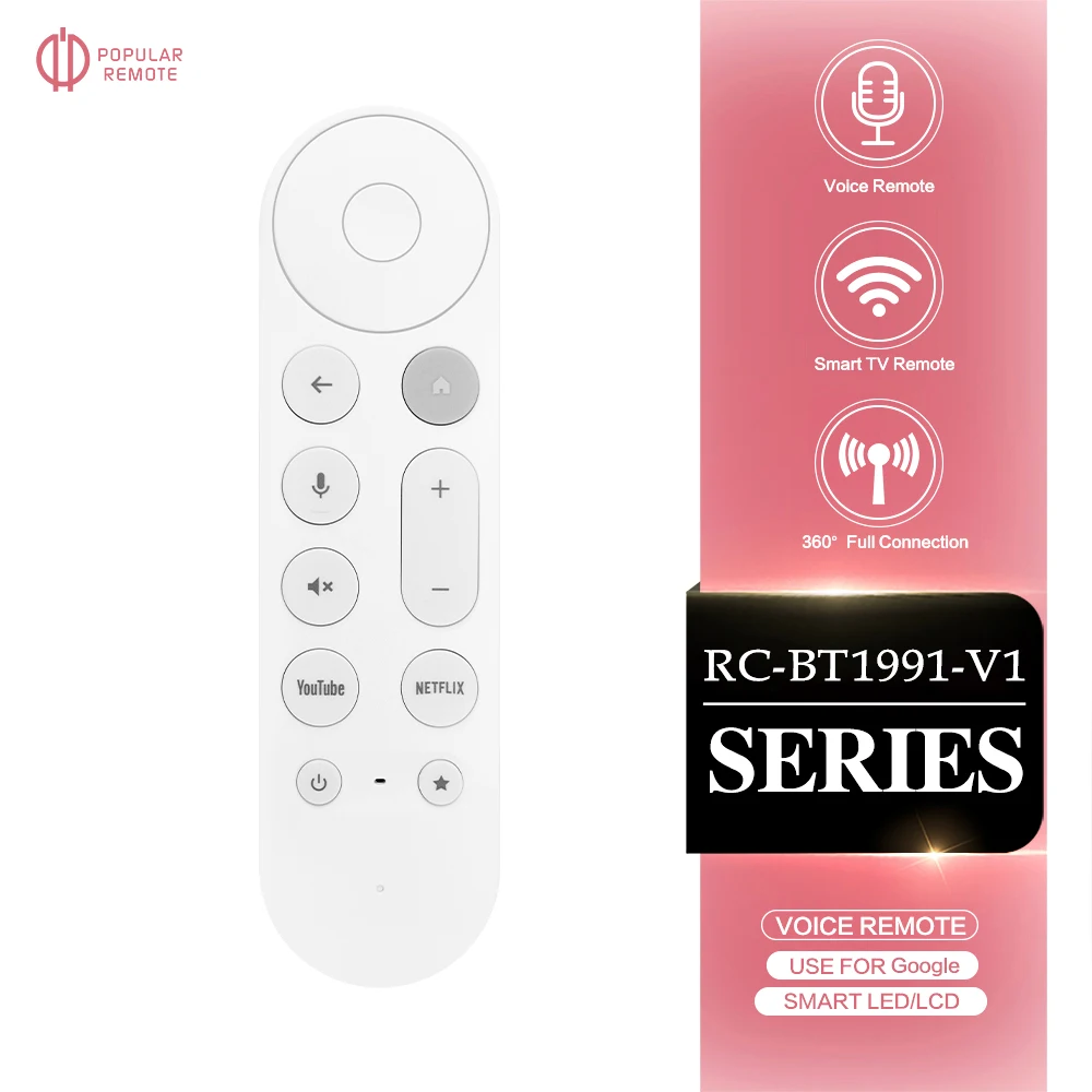 RC-BT1991-V1 Сменный голосовой пульт дистанционного управления для Google Chromecast 4k Google TV Streamer, совместимый с Chromecast Google TV RC-BT1991-V1 Сменный голосовой пульт дистанционного управления для Google Chromecast 4k Google TV Streamer, совместимый с Chromecast Google TV