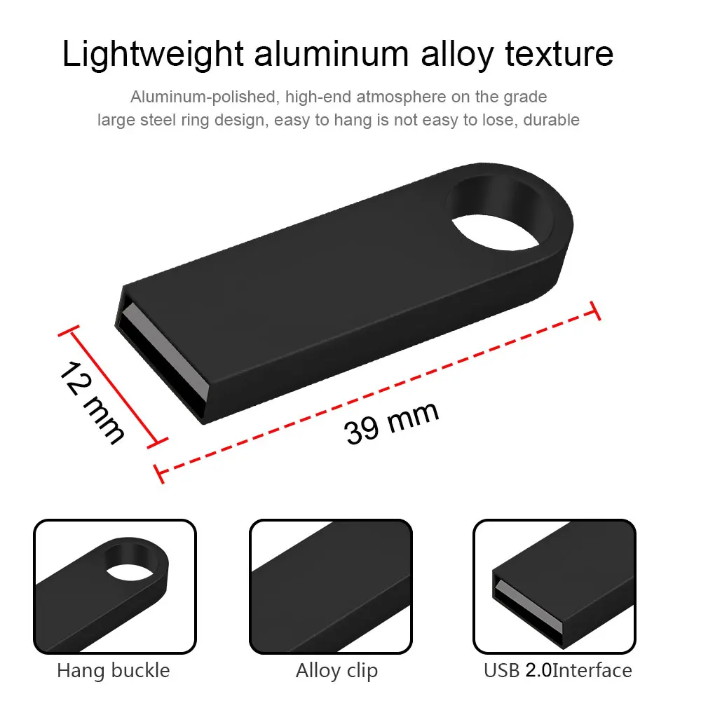Top quality Metal USB flash drive 2.0 Pen Drive 8GB 16GB 32GB Memory Stick pendrive 128gb 256gb gift for Free chain
