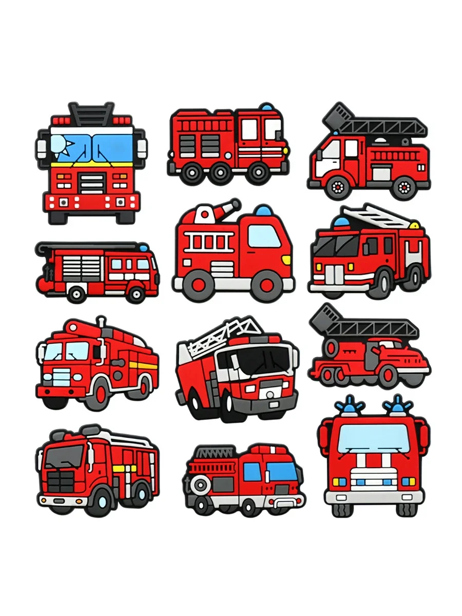 Série de pompiers en PVC, lots de breloques avec boucle de chaussure, accessoires de décoration pour sandales, baskets, sabots, bracelets, cadeau pour enfants