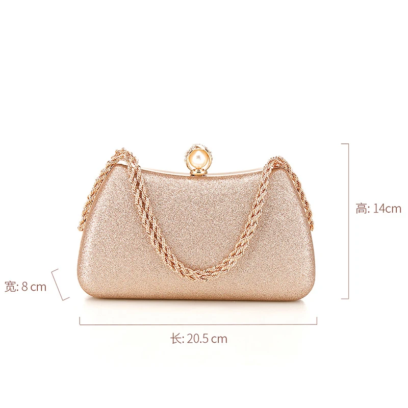 Evening Bag Fashion Women Pearl Diamond Clutch Handbag Wedding Bridal Prom Banquet Party Messenger Purse Top Handle Chain Bags
