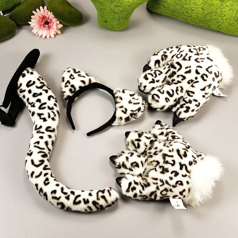 Bandes de cheveux d'animaux en peluche pour enfants, Krasnodinosaure, queue de tigre, oreilles, gants de sauna, cadeau de fête d'anniversaire, costume d'Halloween, cosplay