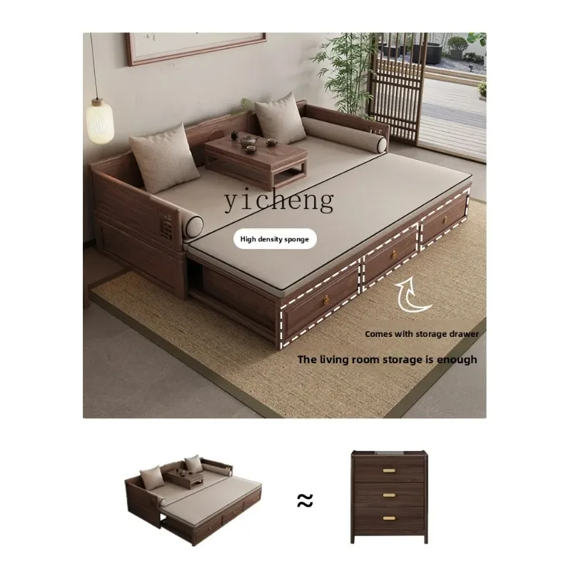 SA-3 Solid Wood Push-pull Arhat Bed Telescopic Storage With Box Type Living Room Sofa Bed