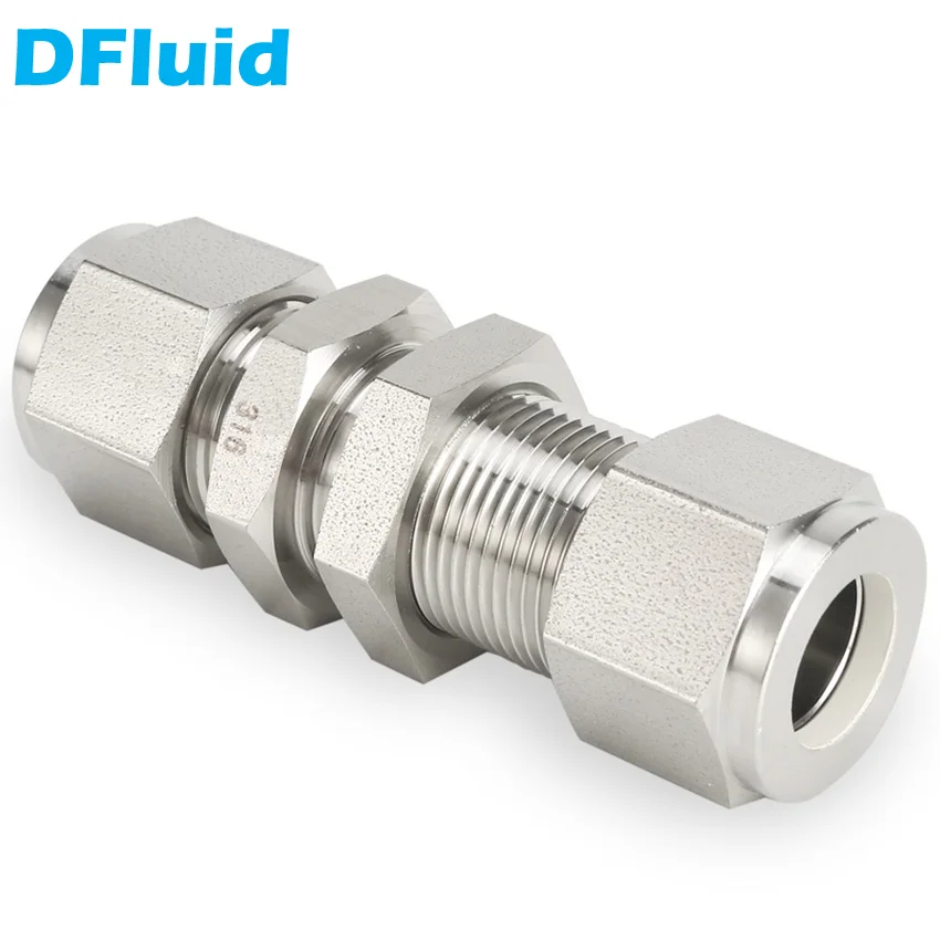 Stainless Steel 316 Bulkhead Union Double Ferrule Compression Fitting 30MPa 1/8