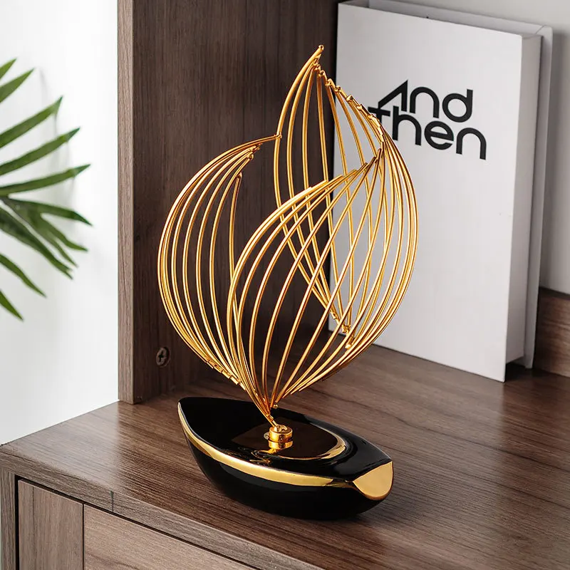 

Ceramic Boat Metal Sail, Modern Home Decoration, Living Room Desktop Office Decoration Accessories, Handicrafts and Gifts