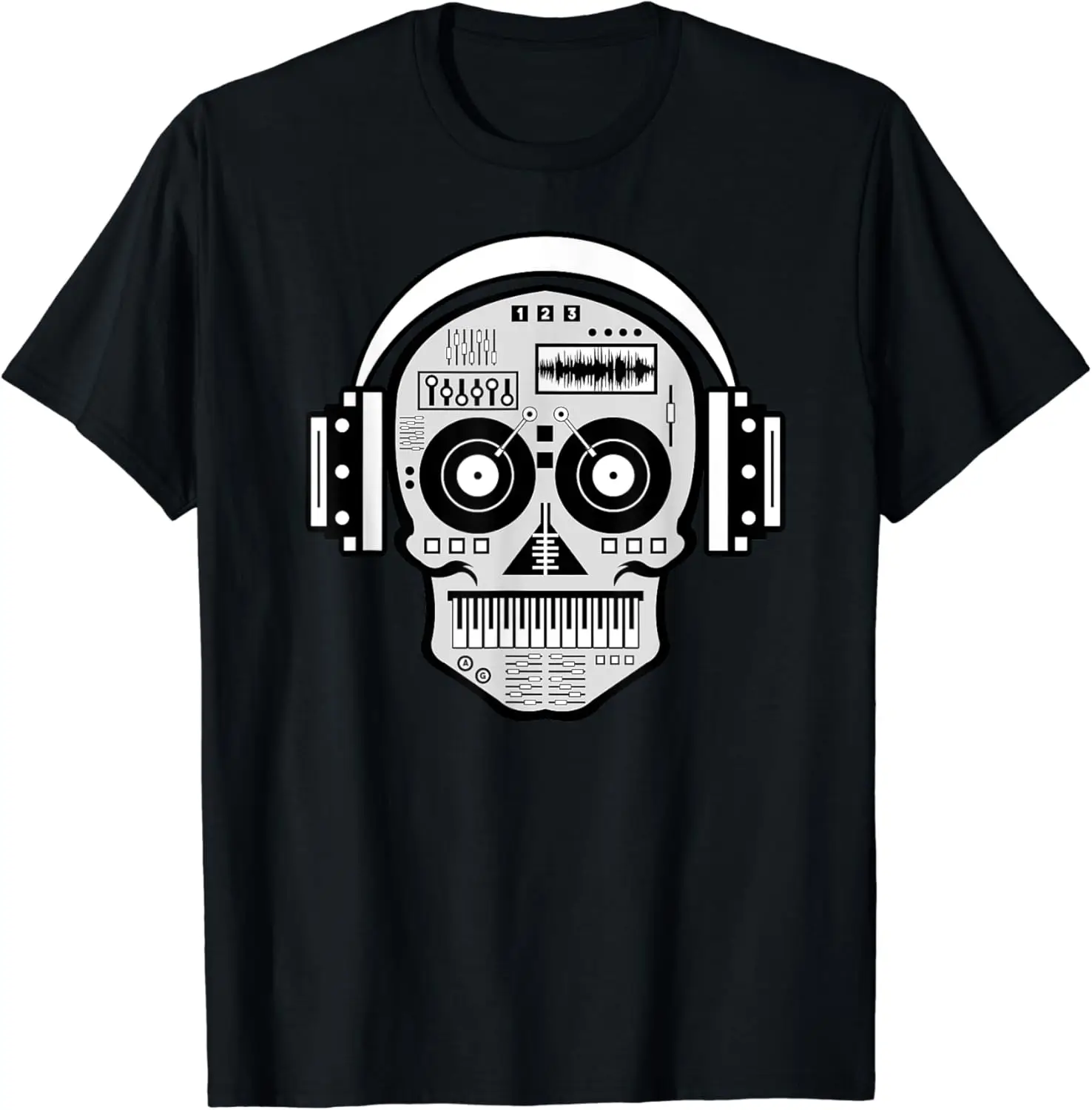 

Sugarskull DJ Table Shirt | Skull Disc Jockey Headphones Men's and women's T-shirts