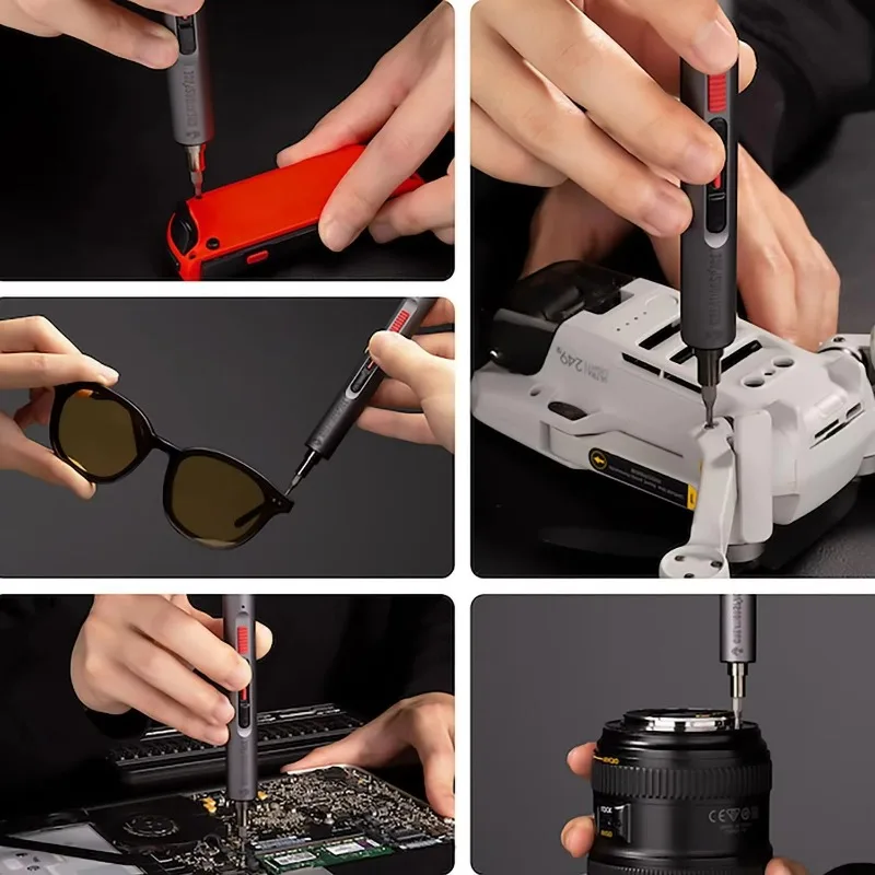 CS0702A Mini juego de destornilladores eléctricos de 3,6 V, destornillador multifuncional con perforación eléctrica, motor de alto par de 0,15-0,6 N.m