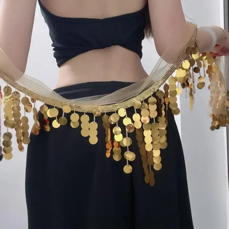 Fashion Sequins Tassels Waist Chain For Women Girls Belly Dancing Jazz Dance Hip Hop Belt Waist Accessories