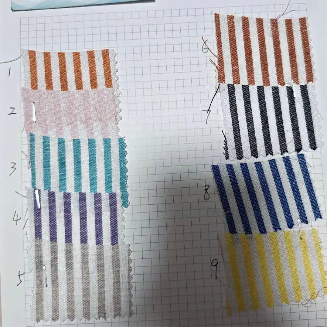 New Designer Fabric 55% Linen 45% Cotton yarn-dyed Stripes Linen Cloth Man Women Shirt Trousers Suit Clothing DIY Accessoreis