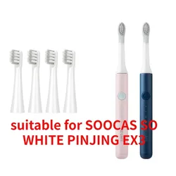 3 pçs/6 pçs cabeça da escova de dentes para soocas ex3 tão branco escova de dentes elétrica pinjing cabeça da escova cerdas macias bocais de limpeza
