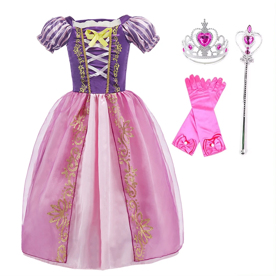 Kinderen prinses kostuum partij fancy bloem vestido nieuwe 2024 kerst verjaardag carnaval aankleden Rapunzel Belle vermomming japon