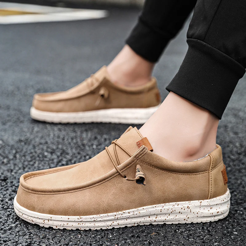 Spring Autumn Men Light Leather Casual Shoes 2023 Chaussures En Cuir Slip-On Flat Plus Big Size 48 49 50 51 Dropshipping