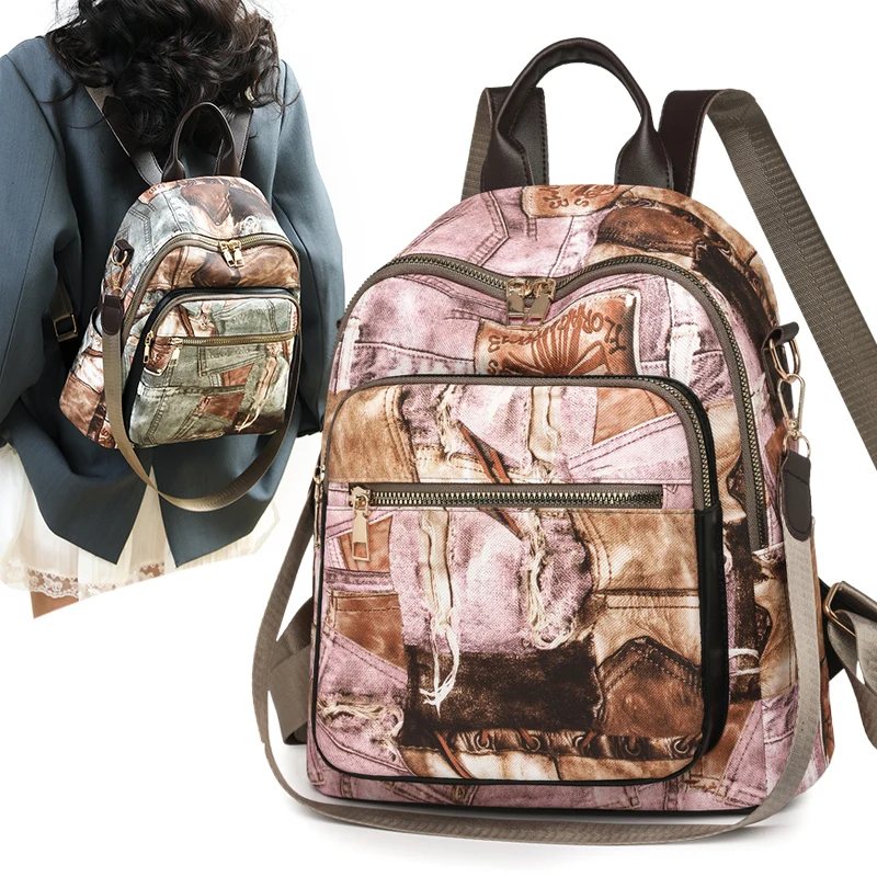 Leisure Travel Women's Backpack Retro Style PU Leather Large Capacity School Bag for Girls New Fashion Versatile Female Bagpack