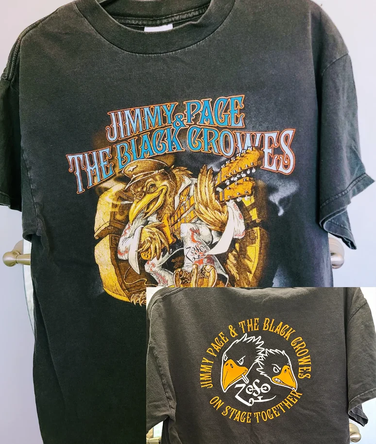 Vintage Rare 90S Black Crowes And Jimmy Page Concert T-Shirt Double Sides S-5Xl