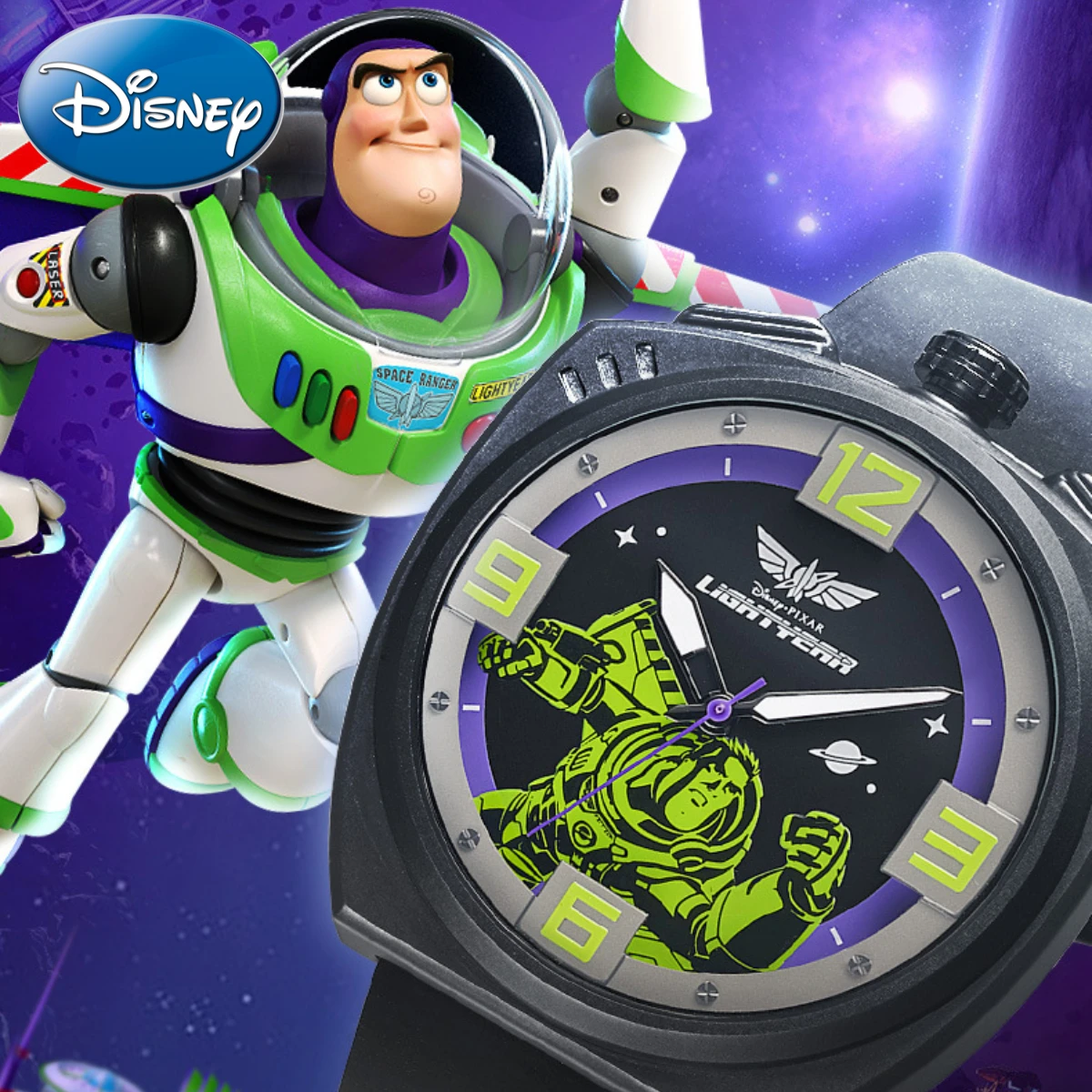 Disney Men Gift Watch Boy Buzz Light Year Cartoon Luminous Waterproof Children\'s Sports Quartz Clock Relogio Masculino