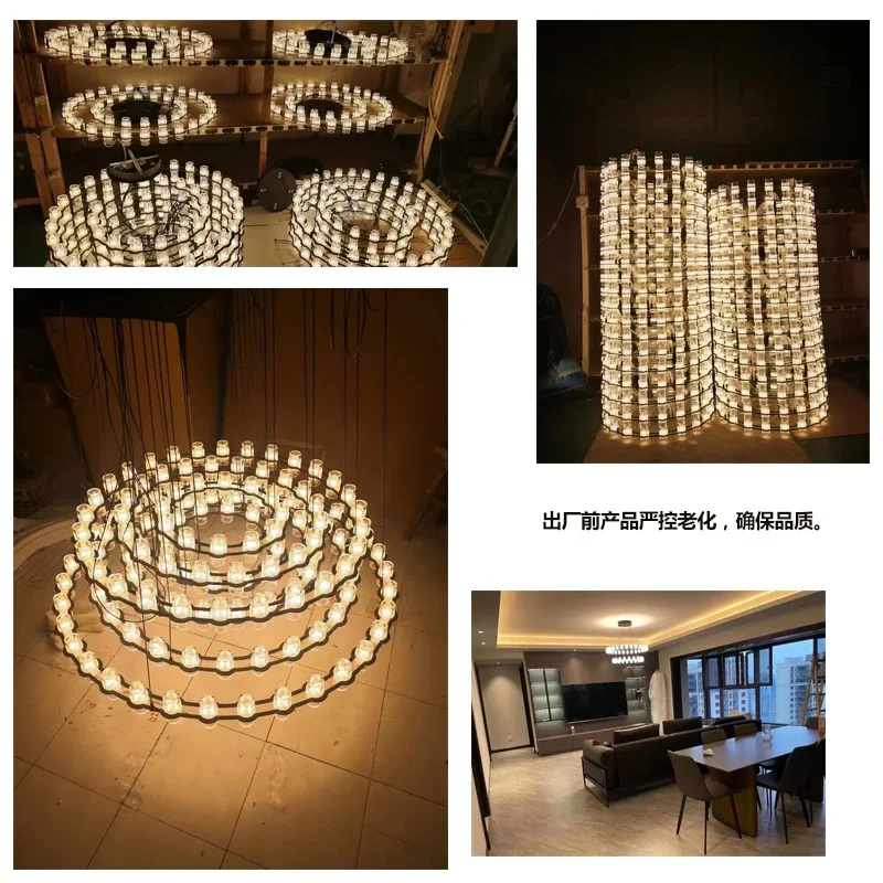 ミニマリストなライトラグジュアリーのリビングルームシャンデリア、丸いリング、モダンでシンプルな雰囲気