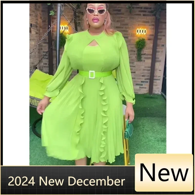 Long Sleeve Chiffon Dresses For Women 2025 Autumn Africa Clothing Wedding Party Evening Gown Dubai Abaya Elegant Ladies Overalls