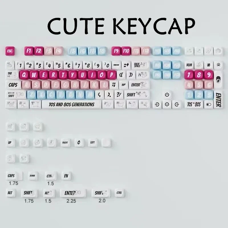 Bonito keycap sublimação térmica teclado mecânico pbt conjunto completo suporte 75% 98% layout teclado jogo escritório oqo teclado bonés