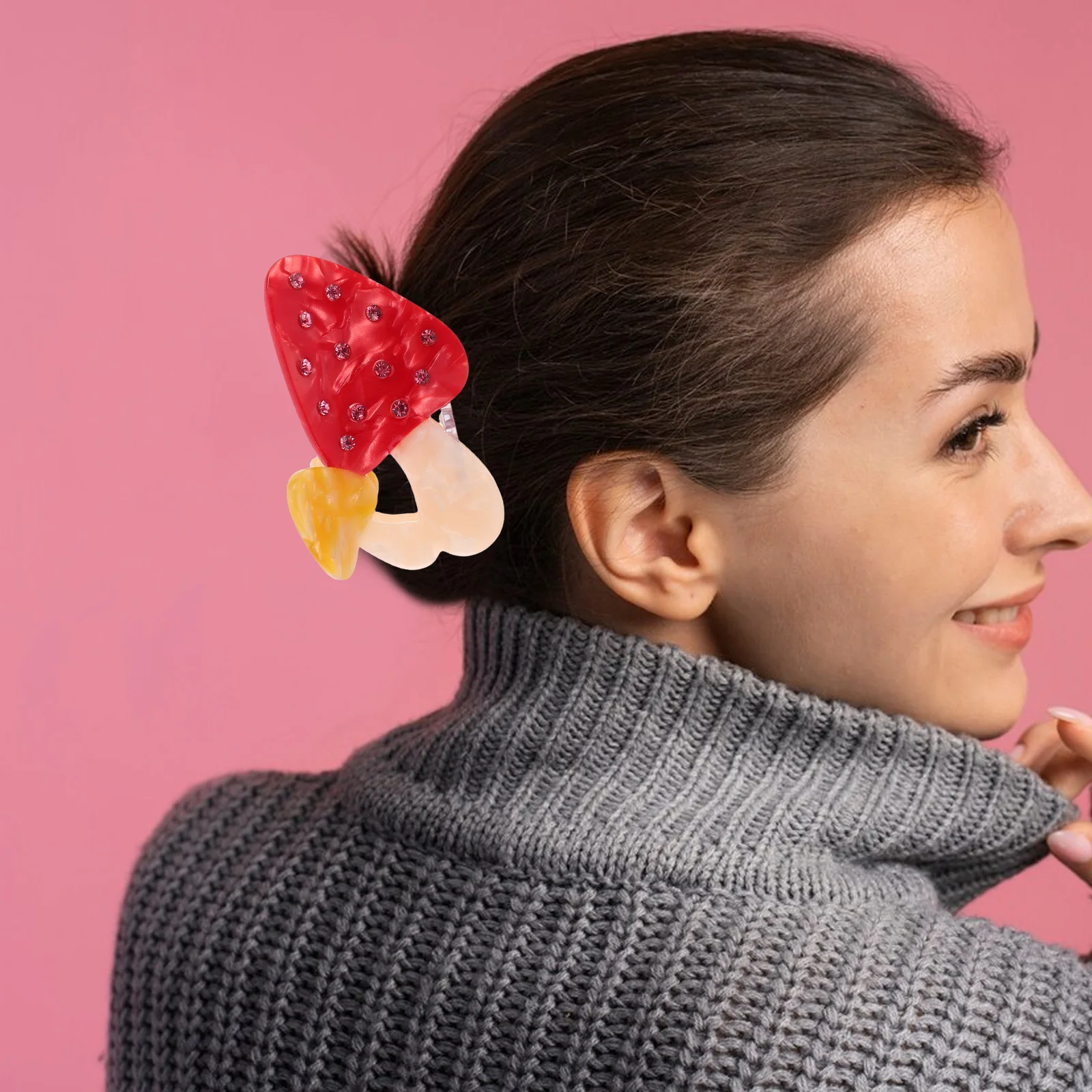 

Милые красочные грибы из ацетата, заколка в виде когтей акулы, удобная шпилька, аксессуары для волос для женщин, густая укладка волос