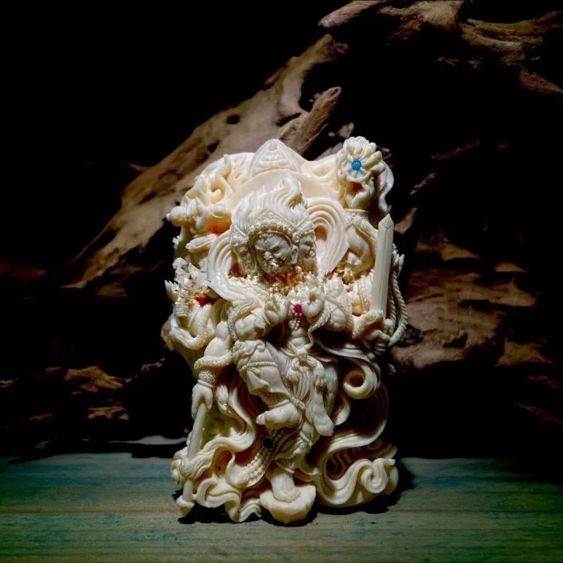 Chinese  Collectible Resin Fudo Myoo Guardian Buddha Amulet Carved Unisex Statue