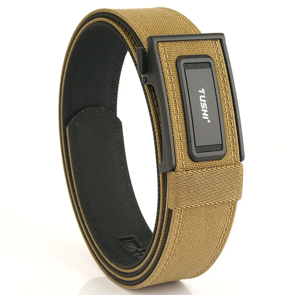 

Бренд TUSHI 3,8 см, двухслойная усиленная автоматическая пряжка для тренировок по стрельбе, быстроподвесной ремень для пистолета, нейлоновый поясной ремень для улицы