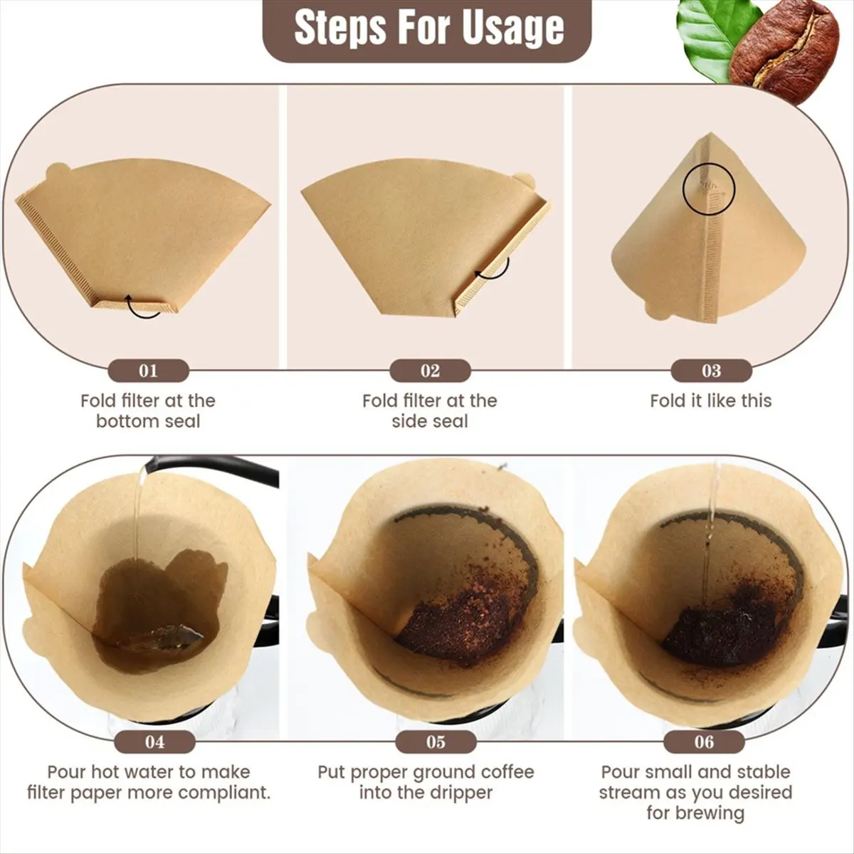 Coffee Filters, Unbleached Cone Filters 8-12 Cup, 200 Count Disposable Natural Paper Filters Cone Filters &LICG
