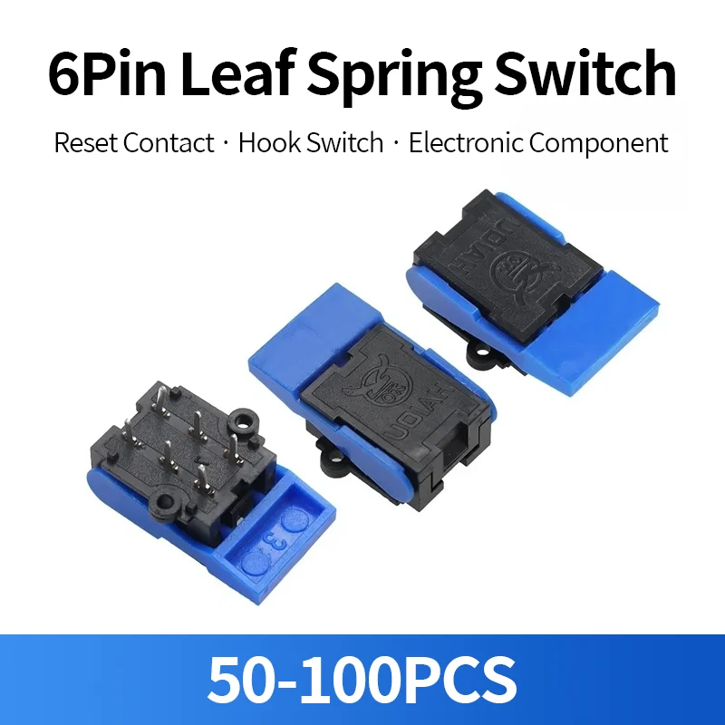 50-200PCS 6Pin Telephone Hook Switch Leaf Spring Reset Switch Push Button Electronic Component