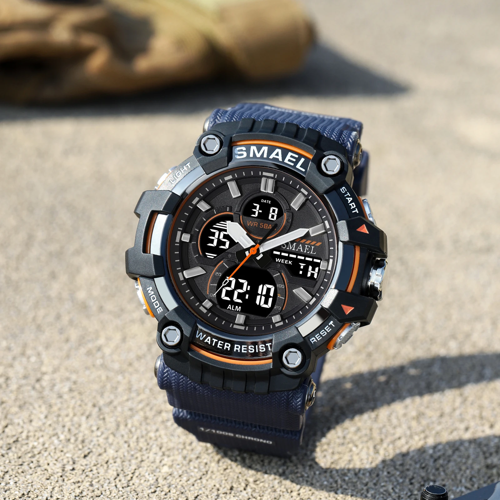 

SMAEL брендовые спортивные часы мужские кварцевые наручные часы водостойкий двойной дисплей времени военные армейские зеленые мужские часы 8079 мужские часы