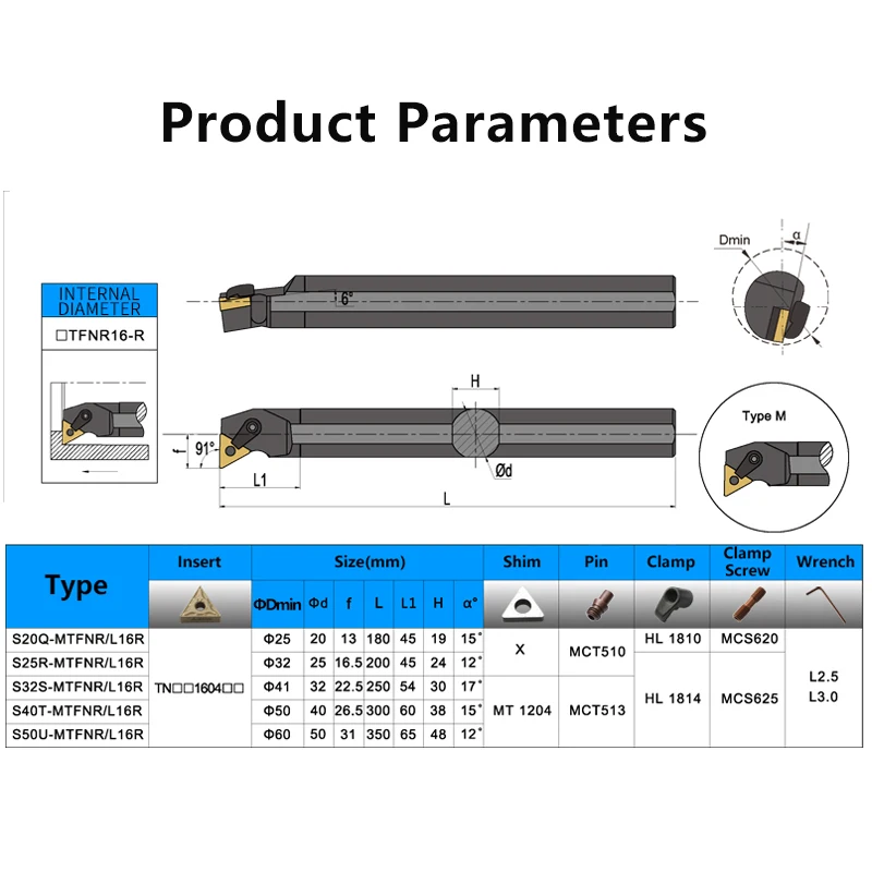 S16Q-MTFNR S18Q-MTFNR S20R-MTFNR S32T-MTFNR Internal Turning Tool -MTFNR/L Lathe Bar Turning Holder CNC Cutting Tool Cutter Bar