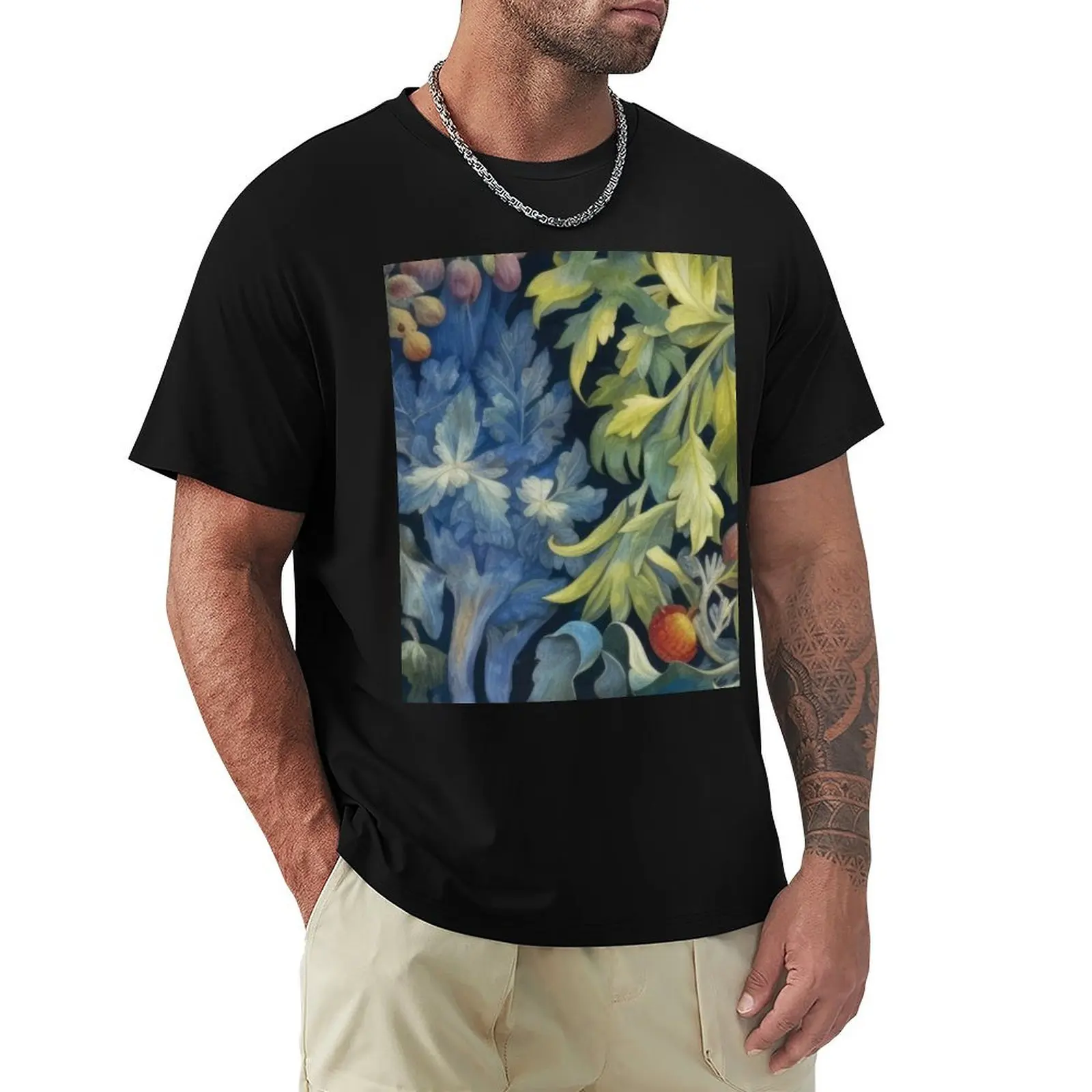 Vintage botanical medieval tapestry - art nouveau (vintage inspired) T-Shirt Summer Casual Loose T-Shirt