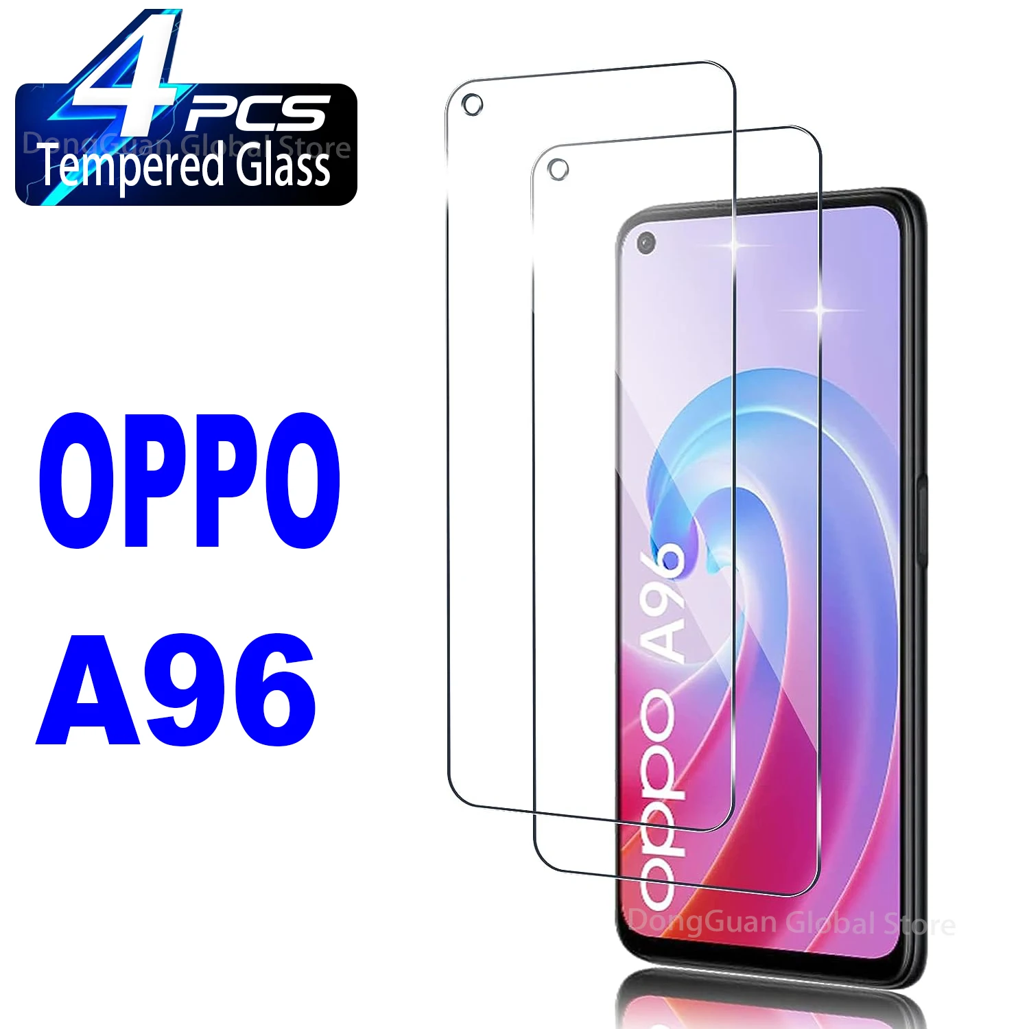 For OPPO A96, HD Tempered Glass Film 2/4Pcs 9H 0.33mm