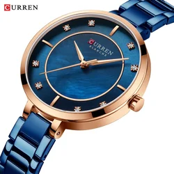 CURREN 9051 Quartz Women's Watch Simple Elegant Diamond Dial Stainless Steel Strap Waterproof Leisure Wristwatch Ladies Gifts