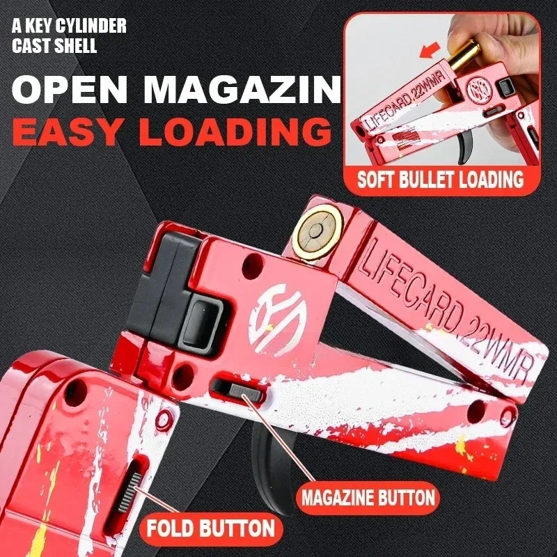 New LifeCard Folding Toy Pistol Handgun Toy Card Gun With Soft Bullets Alloy Shooting Model Adults Children Boys Birthday Gifts