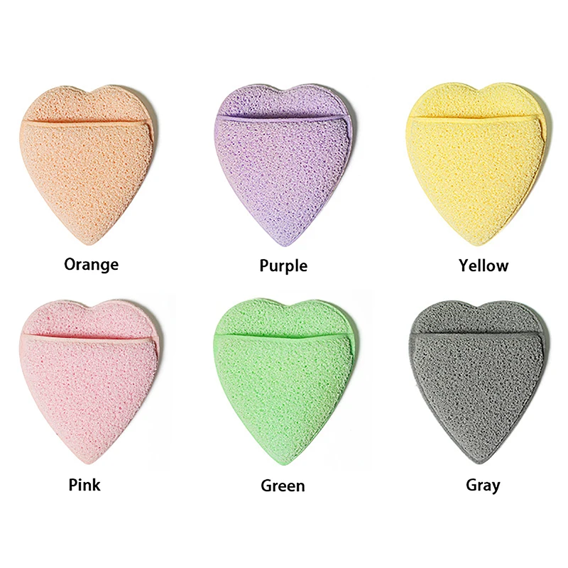 Heart Shape Sponge Facial Deep Cleaning Puff Dust Remove Soft Sponge Exfoliating Face Skin Cleansing Massage Puff Skin Care Tool