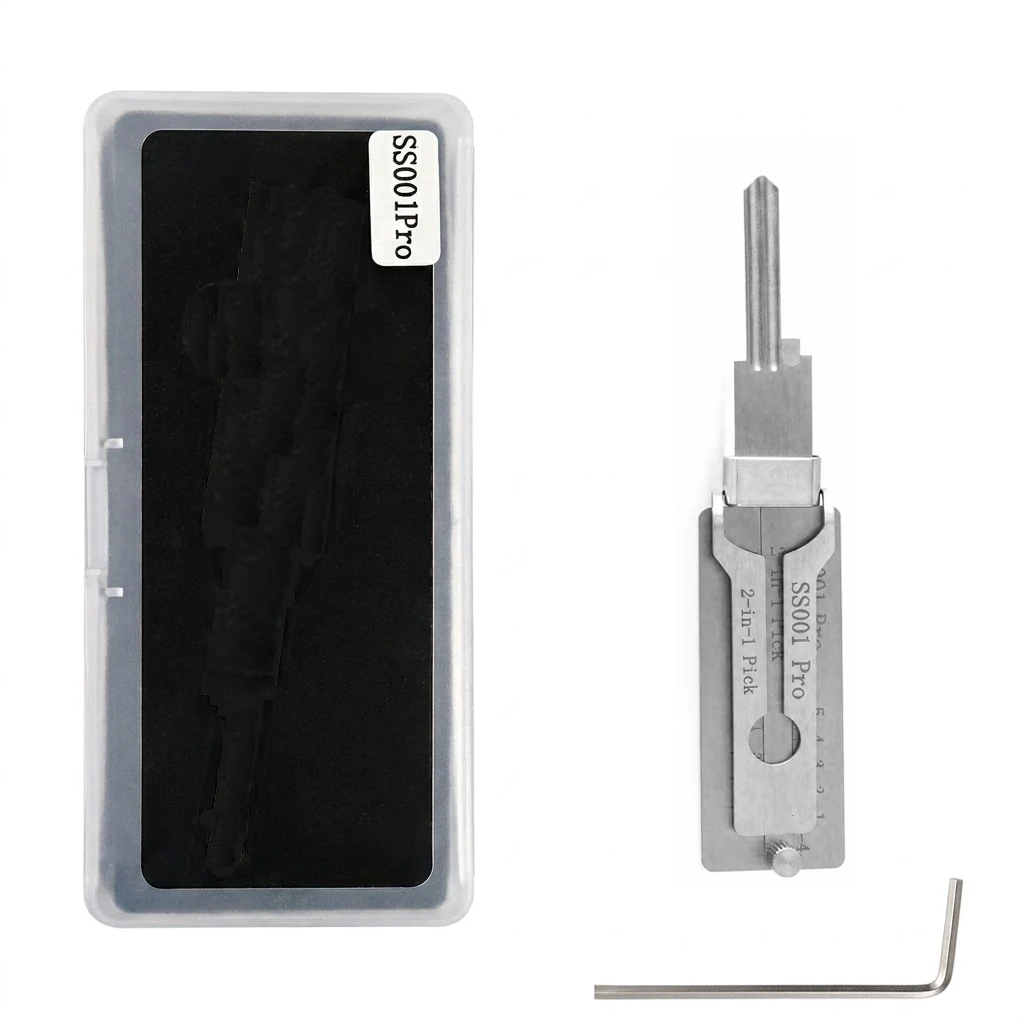 Professional Locksmith Tool,SS001Pro SS002Pro 2 in 1 Pick&Decoder,Lock Cylinder Decoding Unlocking Hand Tool with Storage Box