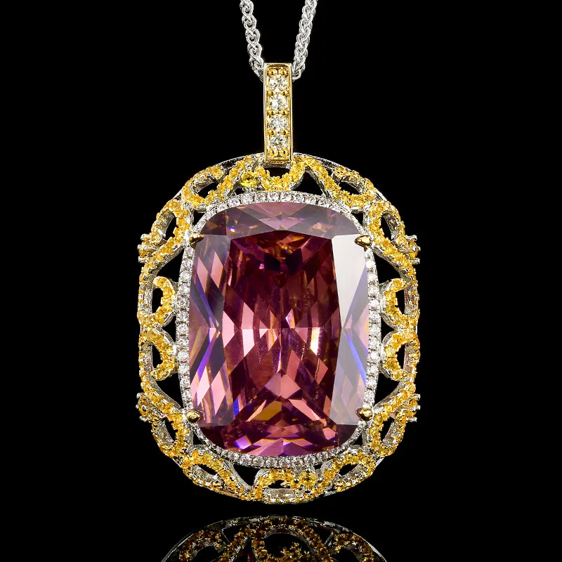 Collar con colgante grande Garde 5A, colgantes con Piercing de piedra de 20x28mm con cadena de 55cm, accesorios de moda, joyería