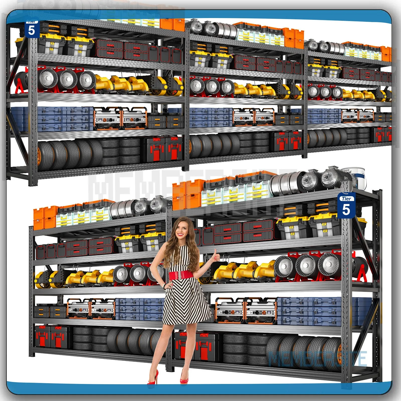 Estanterías Metálicas Resistentes de 5/4 Niveles, Unidad de Almacenamiento Ajustable, Organizador para Garaje, Almacén, Balcón, Supermercado