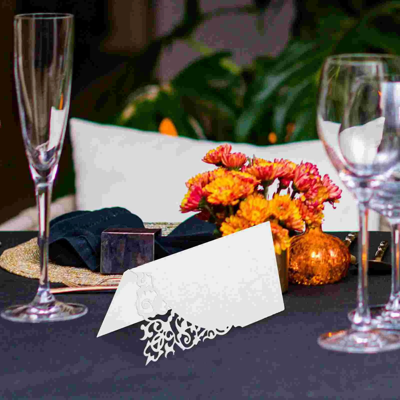 100 Pcs Wedding Place Cards Name Creative Seat Table Hollow-out Engagement Party