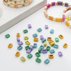 20pcs 6x8mm Gold Color Inlaid Diamond Rectangle Beads For Jewelry Making Colorful Zircon Charms Bracelets Accessory Sipplier